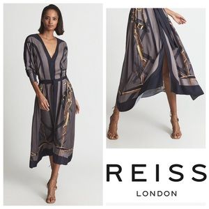 New! REISS London Evelyn Chain Print Midi Dress